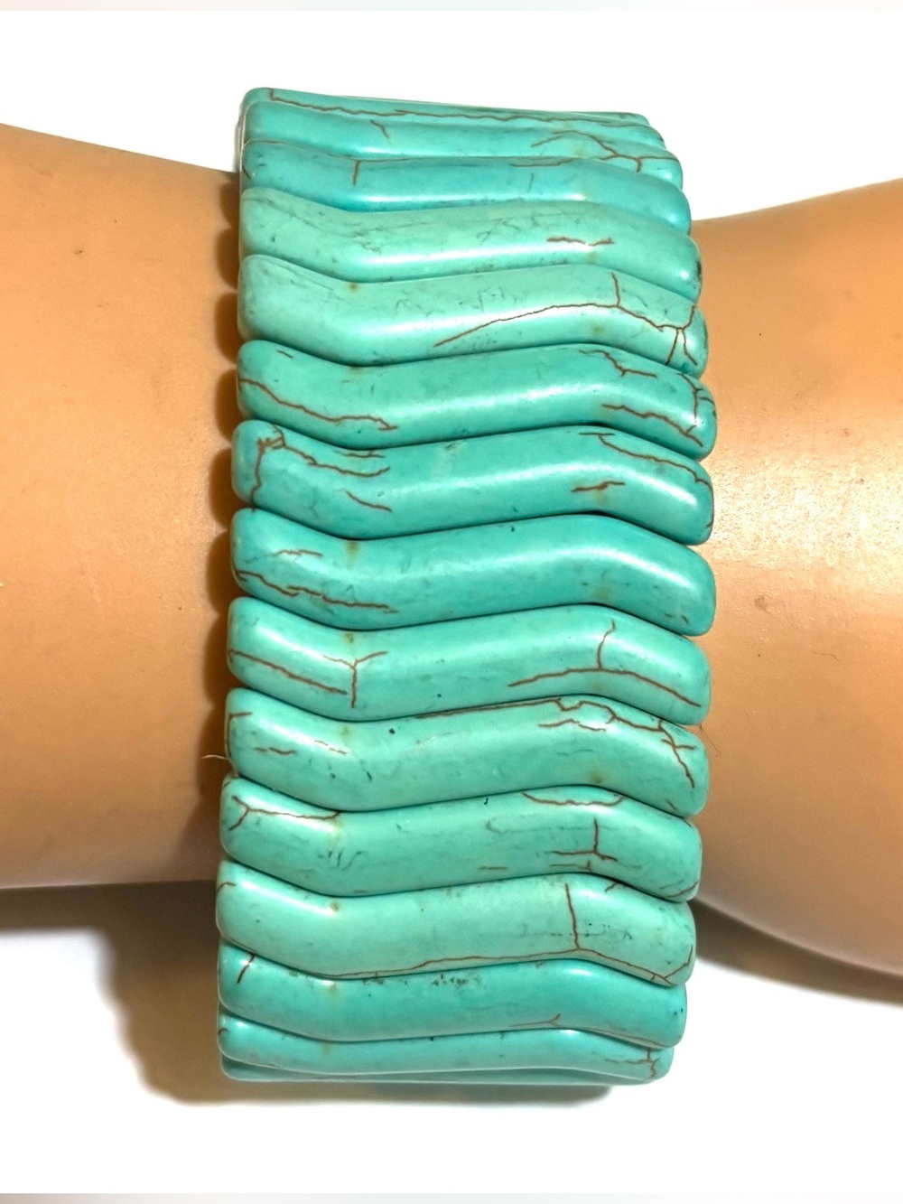 Turquoise  plastic Wave Stretch Bracelet - Women Jewelry